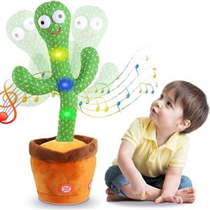 VEBETO Dancing Cactus Talking Toy 1 Year Brand Warranty] Plush Toys for Kids Wriggle Singing Recording Repeat What You Say Funny Education Toys for Babies Children Playing Home Decoration 