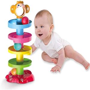 Enorme 5 Layer Ball Drop and Roll Swirling Monkey Tower Ramp Toy - Multicolor 