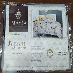 MAYSA ANJANI DECOR SINGLE BED SHEET SIZE DOUBLE BED SHEETS 1.52 X 2. 28 M PILLOW COVER 46 X 69 CM INCHES AVAILABLE BLT 