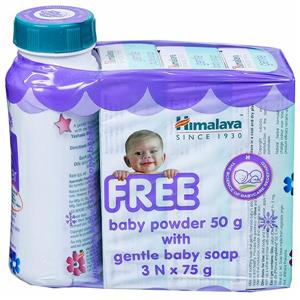 Himalaya Gentle Baby Soap (Free Himalaya Baby Powder 50 g) 3 x 75 g